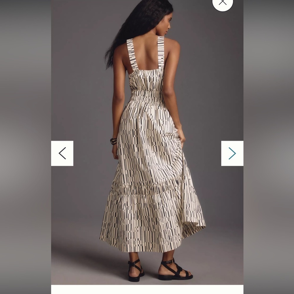 Anthropologie Somerset Maxi Dress: Poplin Halter Edition:NEUTRAL MOTIF Large NWT - Picture 3 of 6